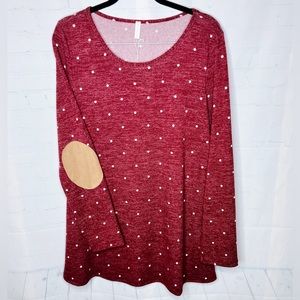 Pink Blush Maternity Women’s Long Sleeve Polka Dot Knit Blouse Size Large NWT